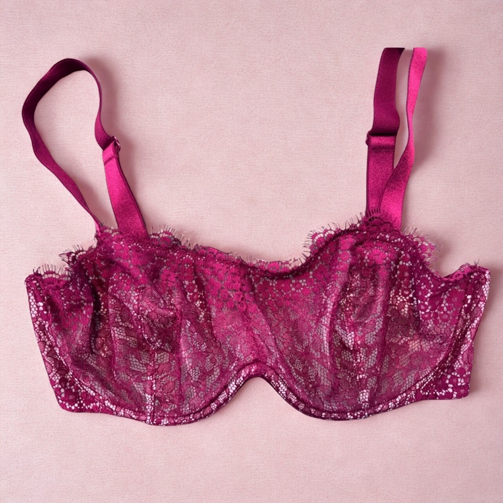 Victoria's Secret Burgundy Lace Balconette Bra
